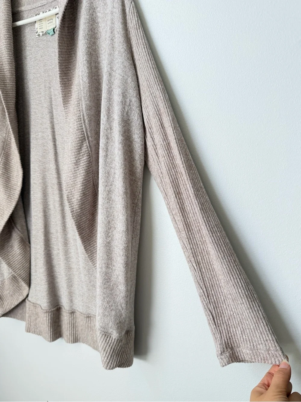 Anthropologie Saturday Sunday Knit Open Front Cardigan Sweater in Oatmeal Size M